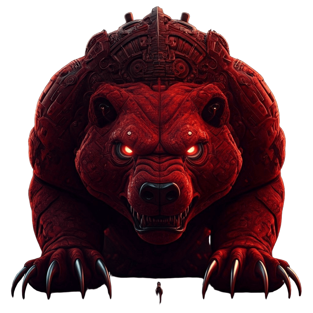 Red Dragon-Winged Bear in Sci-Fi Style
