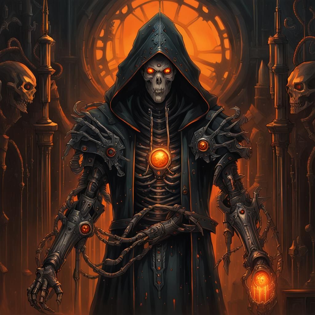 Biomechanical Lich in Dark Fantasy Art Style