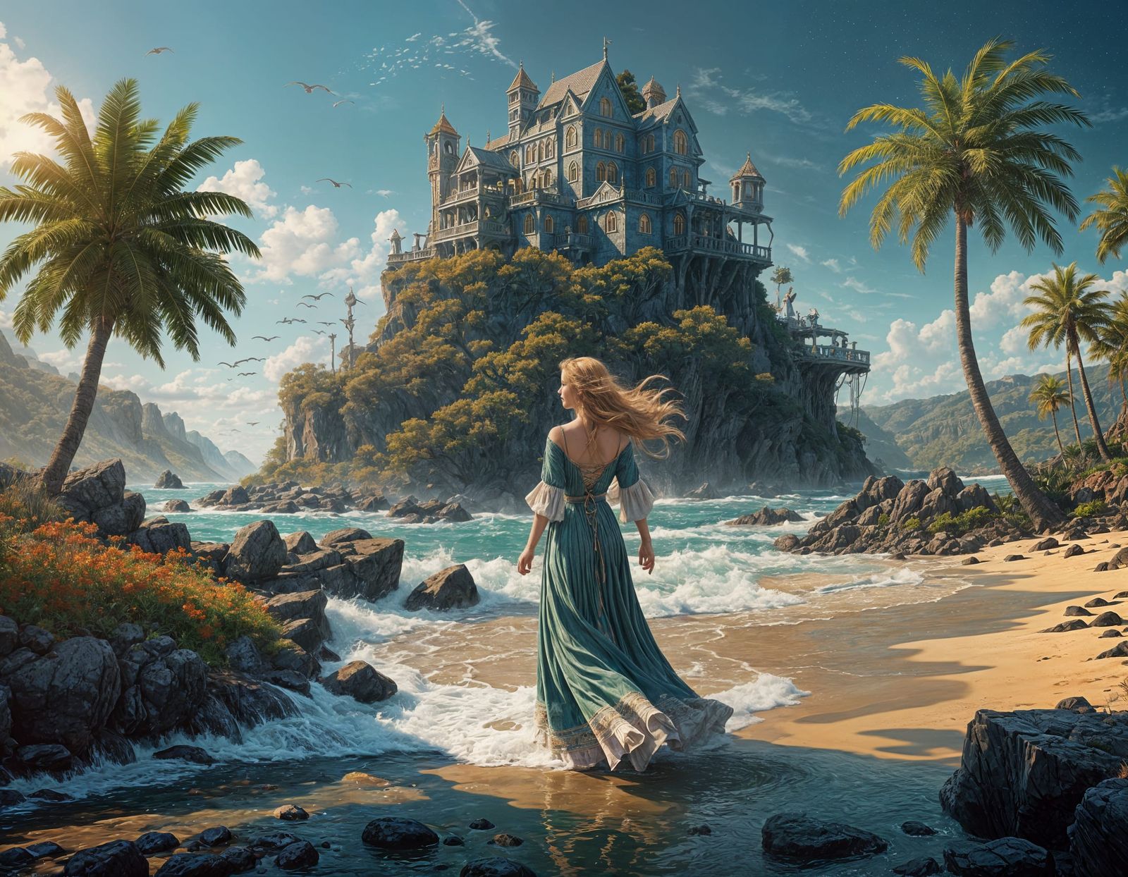 Goddesses in Whimsical Seaside Dance