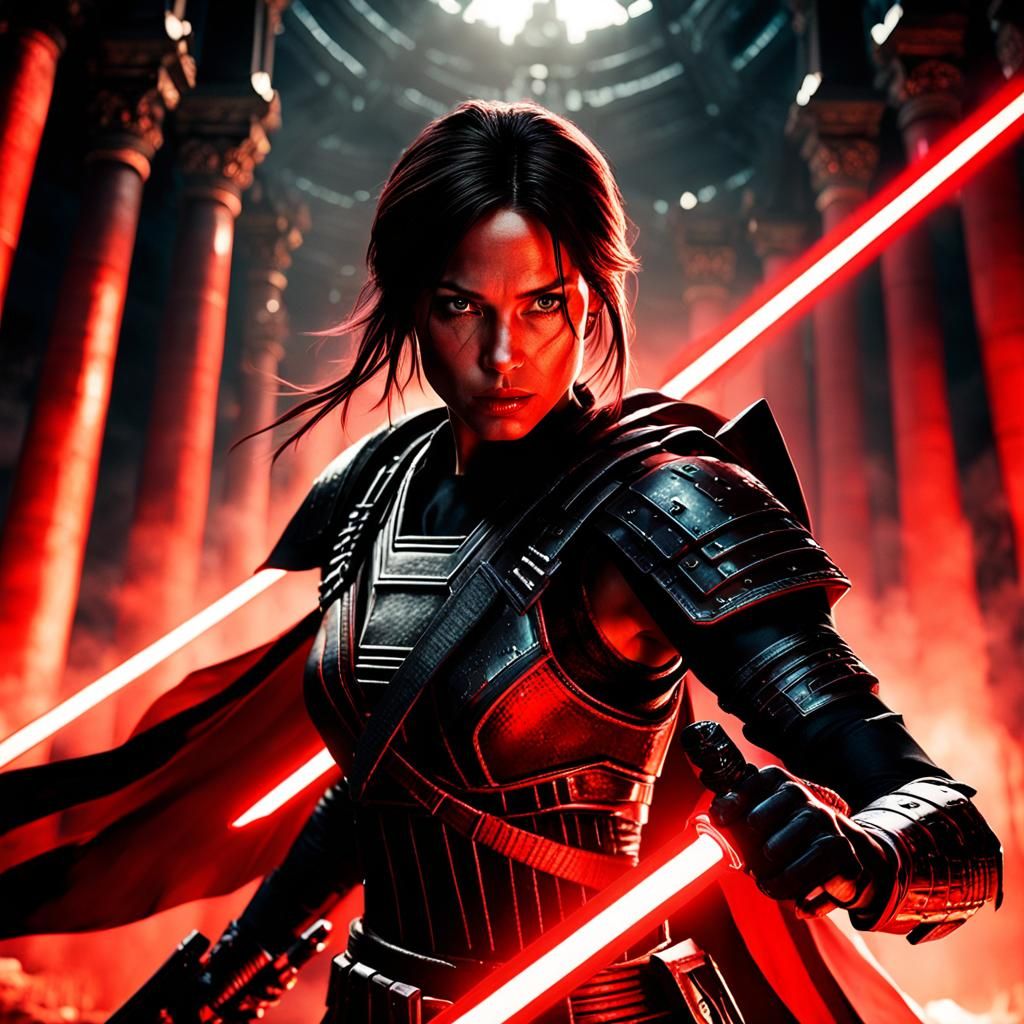 Darth Lara Croft in her temple.