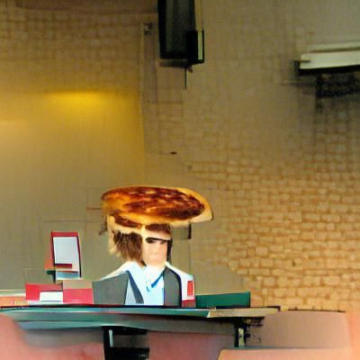 table man with hair pizza on top