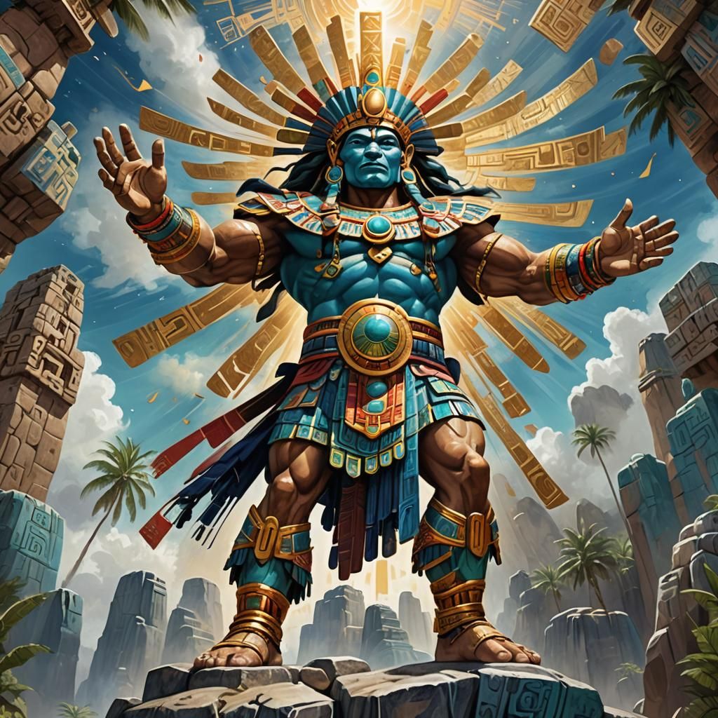 Inca Sun God Inti on Mountain Peak