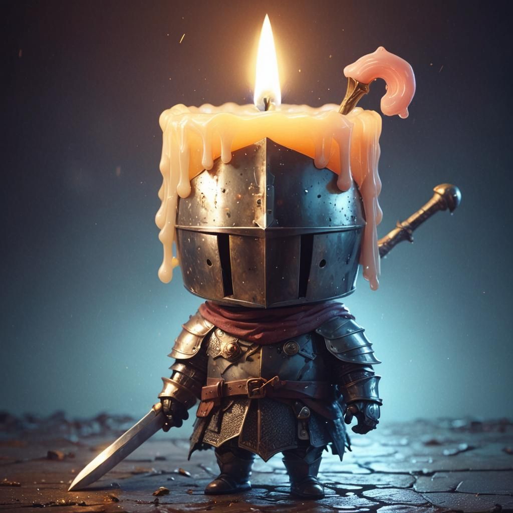Anthropomorphic Candle Knight: Detailed Digital Illustration