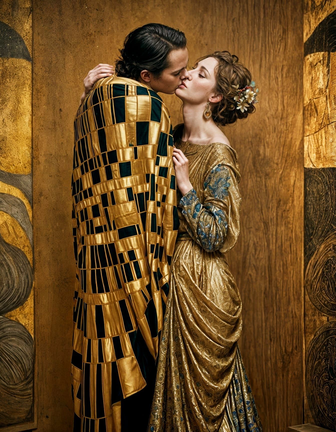 Cinematic 'The Kiss' Photo in Klimt Style
