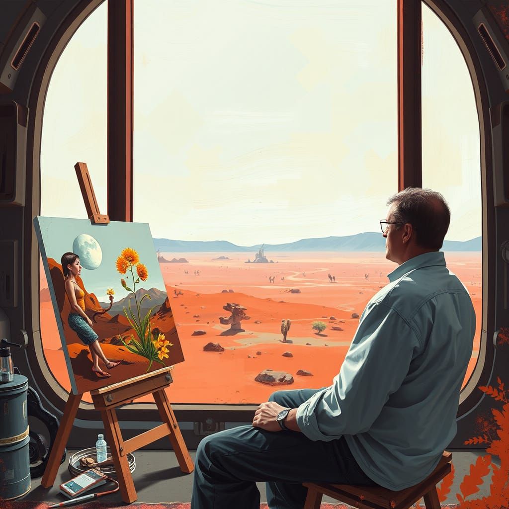 Artist Paints Imagined Life on Mars