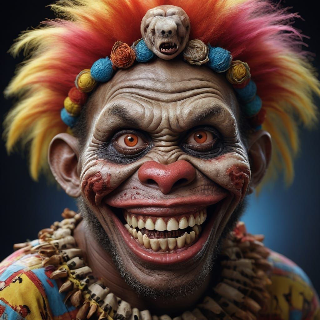 Cyberpunk Tribal Warrior Portrait in Vivid Colors