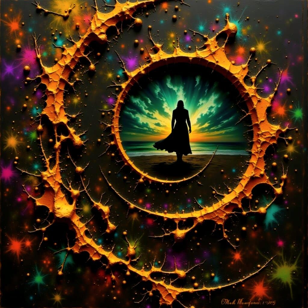 Neon Futuristic Cityscape Under a Vivid Triadic Color Sky