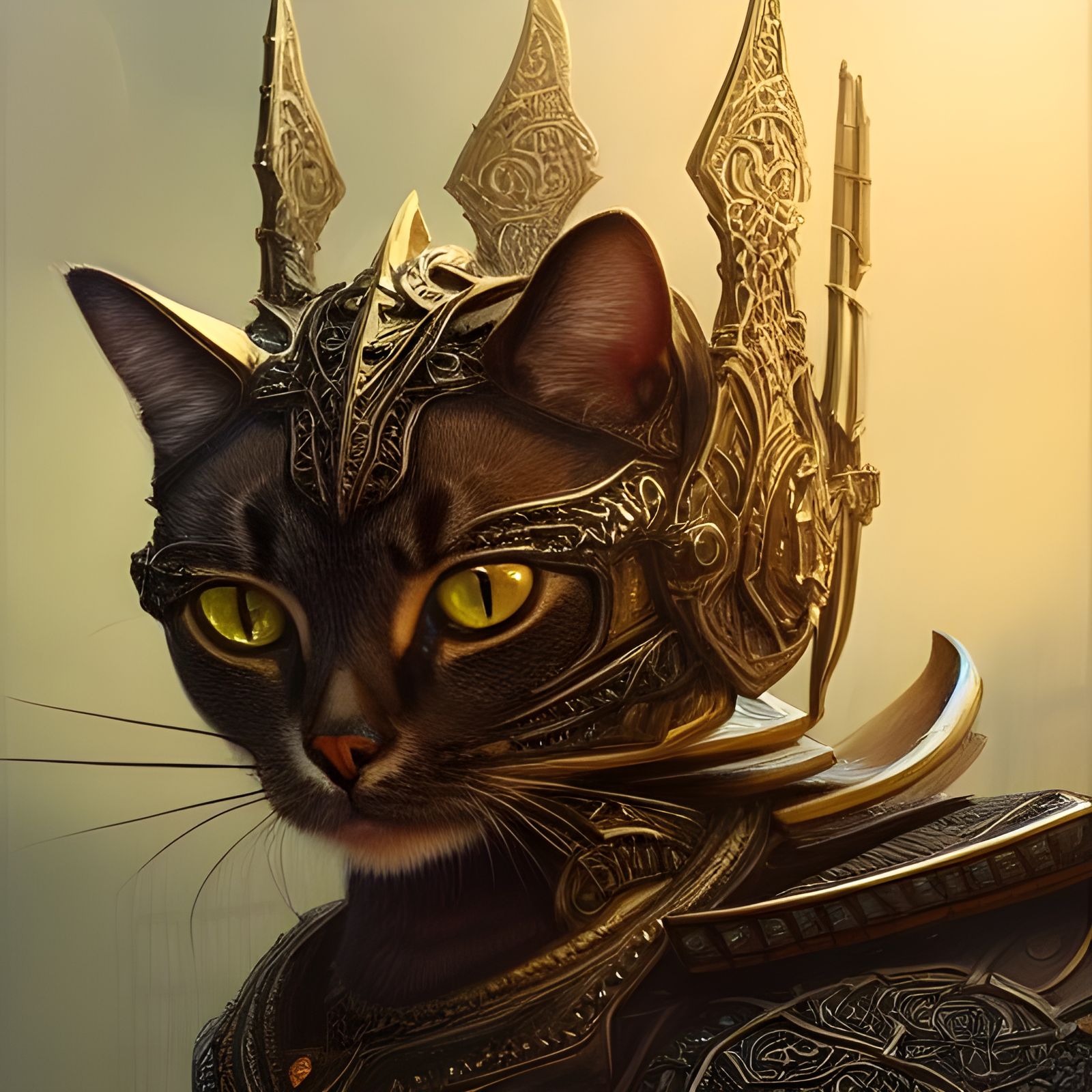 Armored Cat: A Hyperdetailed Fantasy Portrait