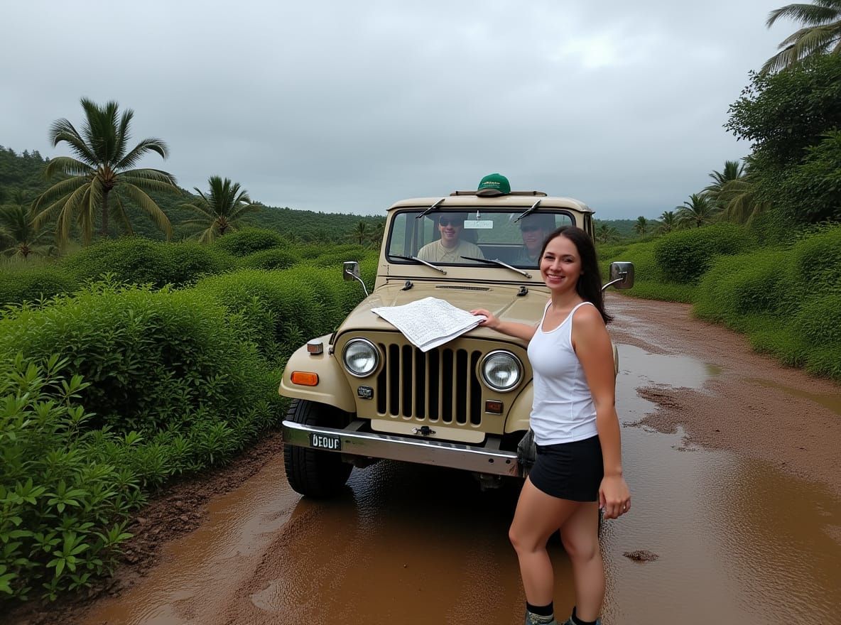 Lost in Paradise: Tropical Roadside Scene