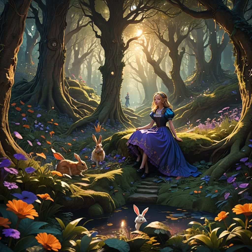 Alice's Descent into a Mystical Forest
