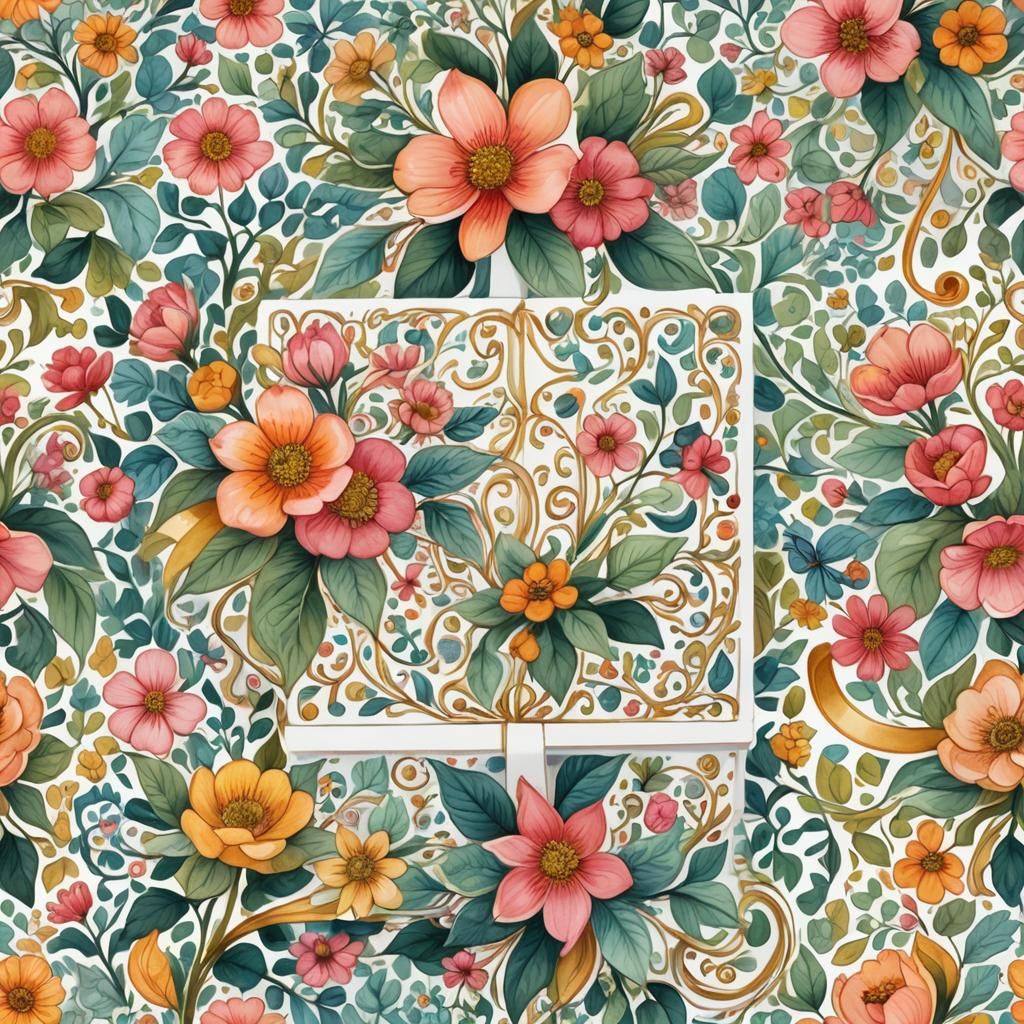 Whimsical Floral Gift Box Illustration