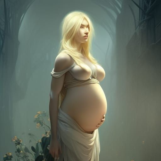 Pregnant Blonde in Dark Fantasy Style
