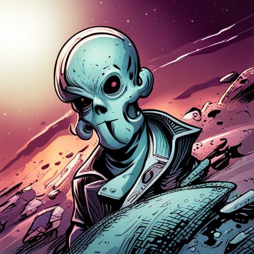 Squidward as Comic Book Art