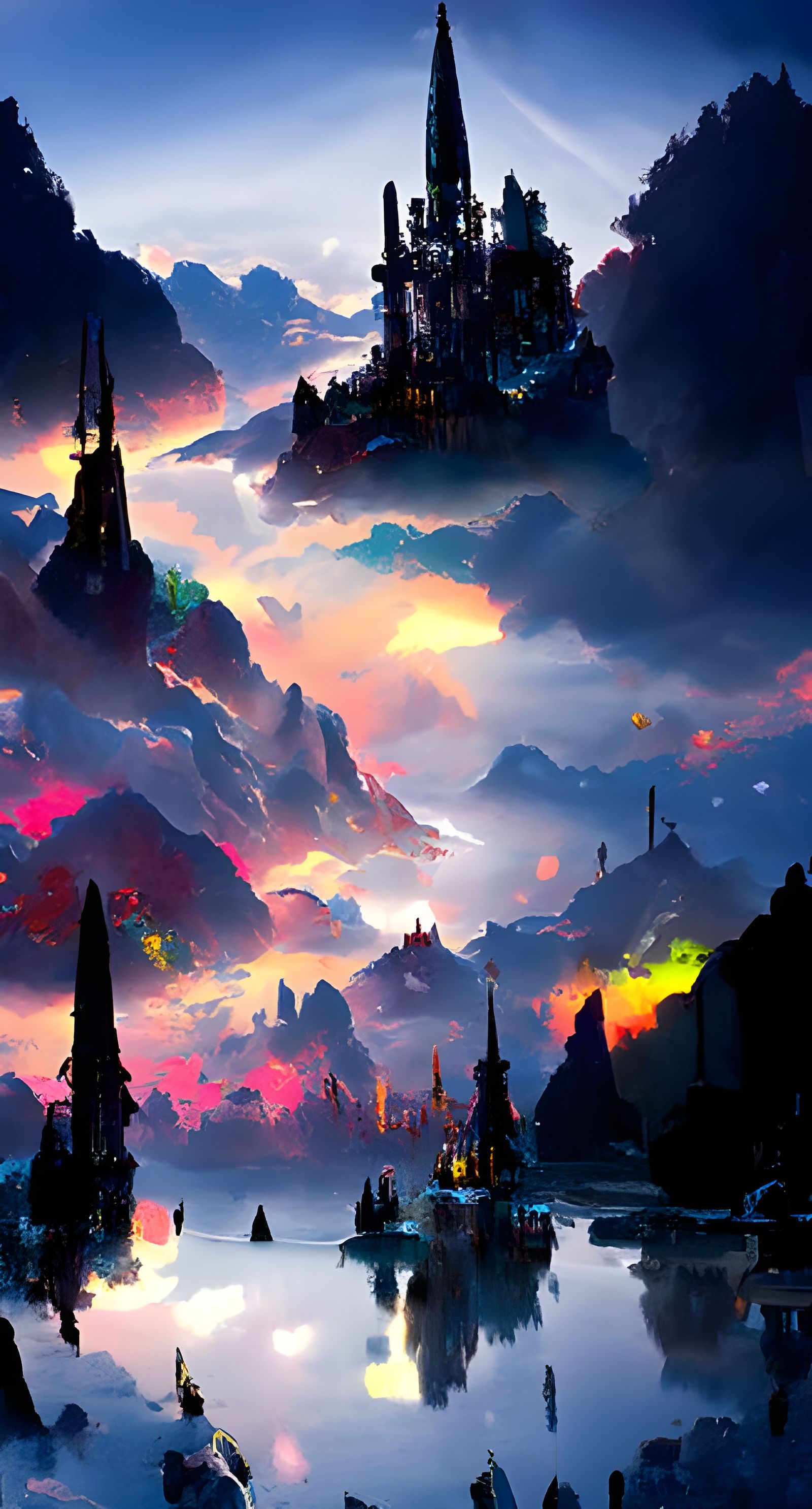 Dark Fantasy Castle Under Cosmic Skies
