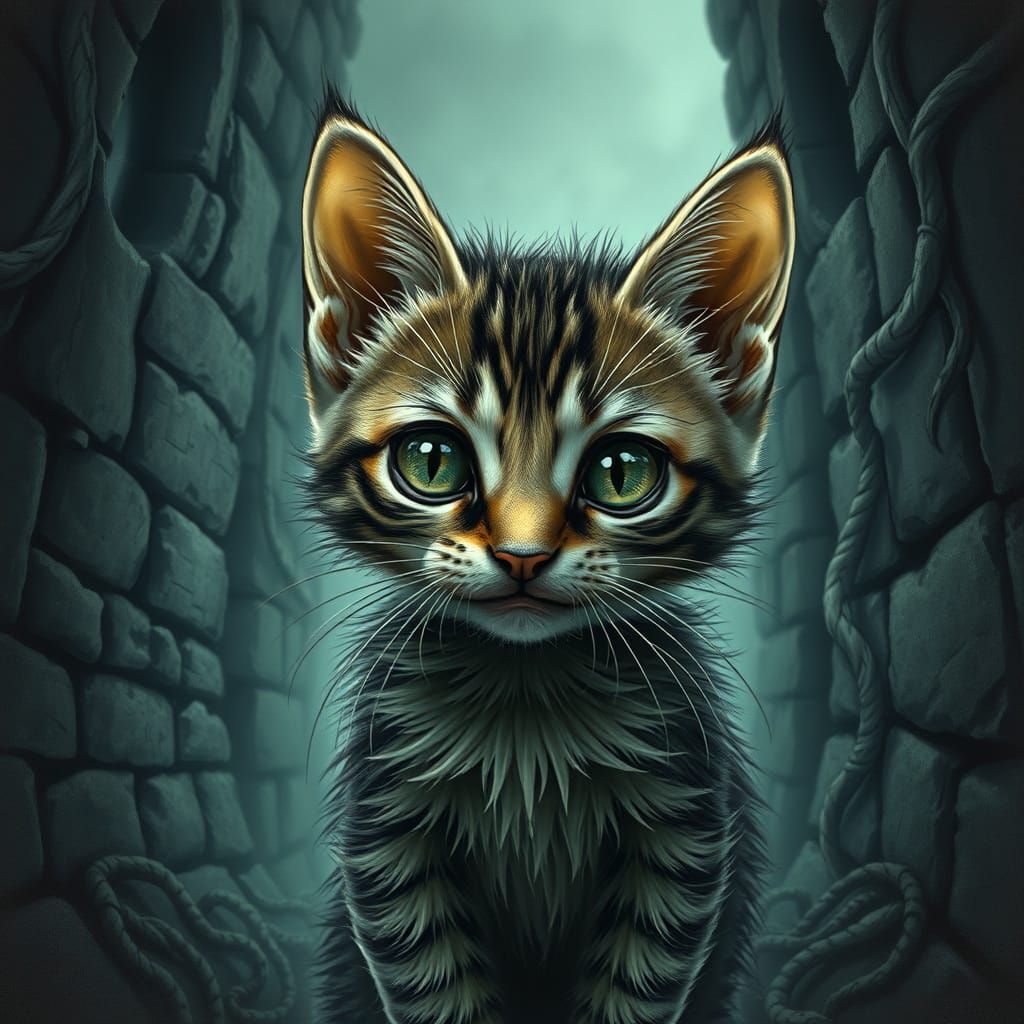 Medieval Nightmare Kitten in Ruins