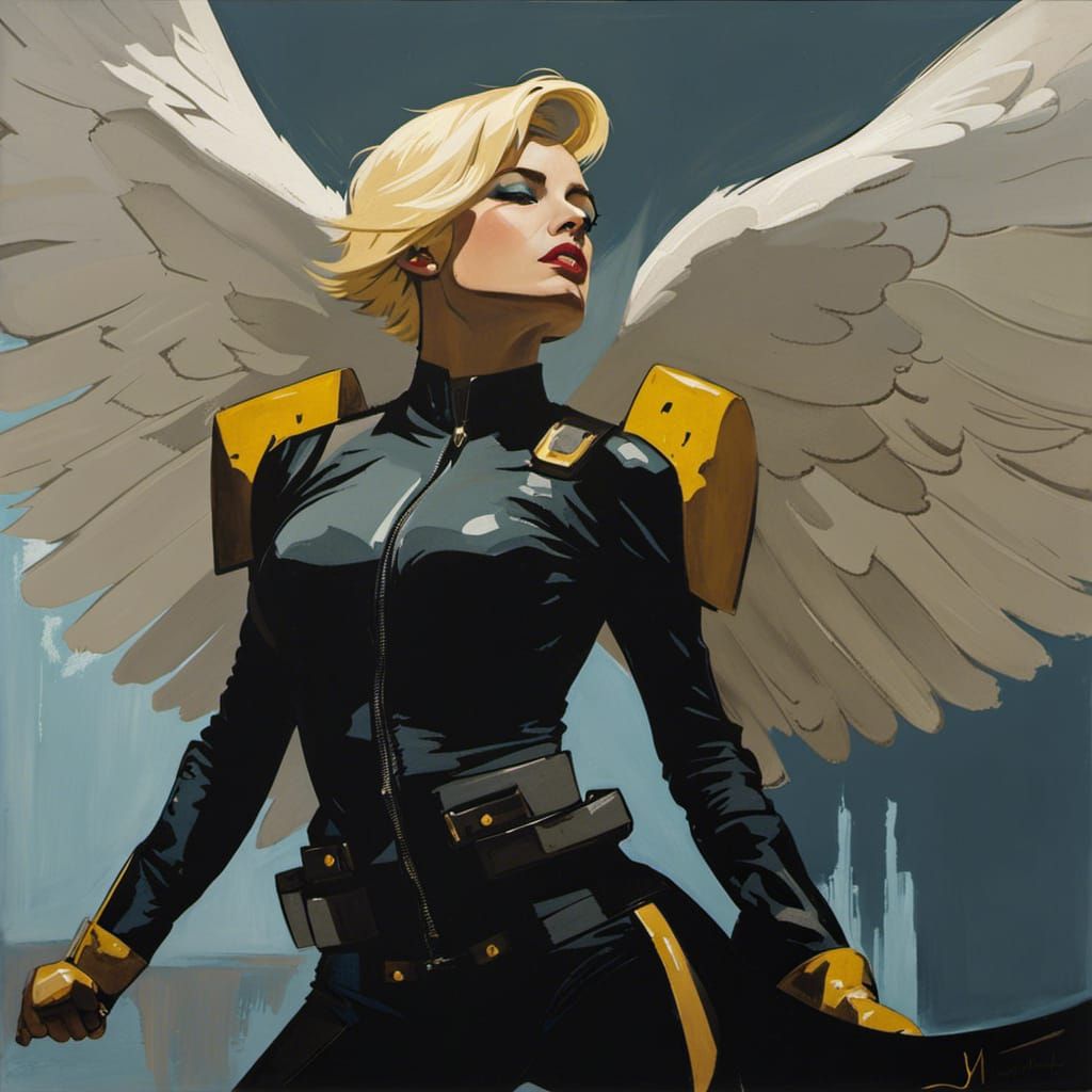 Punk-Rock Angel: Cyberpunk Oil Painting Portrait