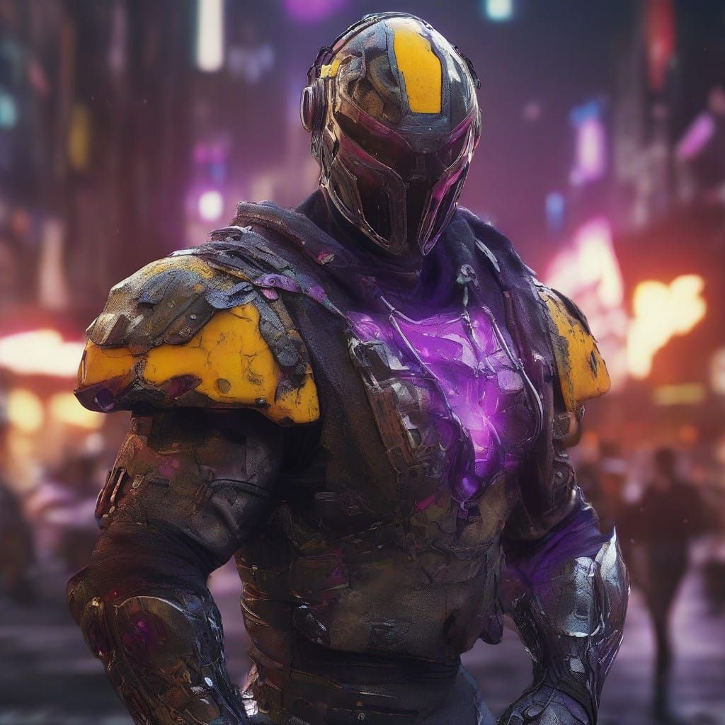 Cybernetic Gladiator on a Blood-Soaked Battlefield