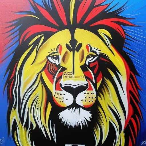 Lion Painting in Graffiti Art Style