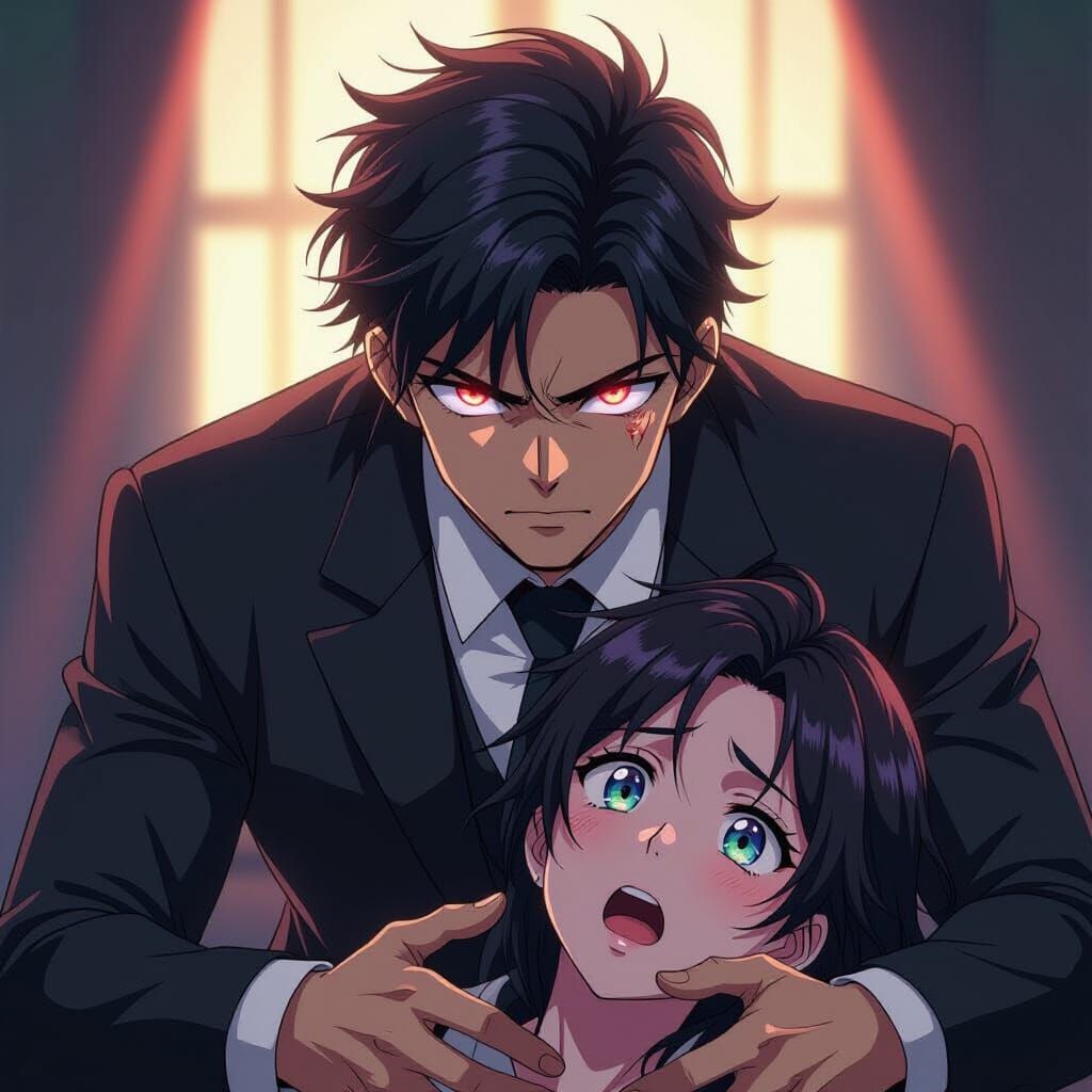 Anime Villain Sparing Captive in Chaotic Raid