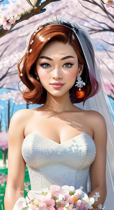 Minecraft Bride in Whimsical Watercolor Wedding Attire