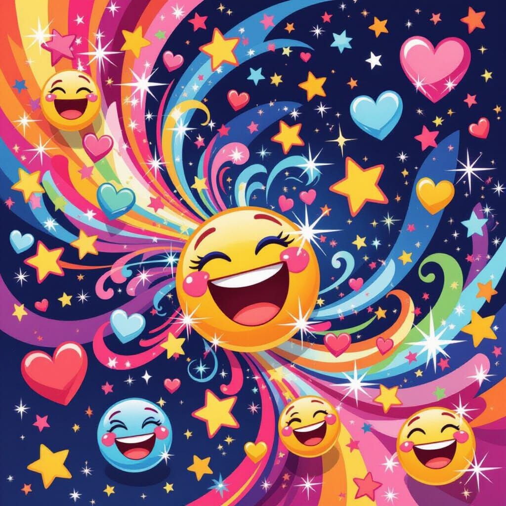 Abstract Emoji Explosion of Joyful Laughter