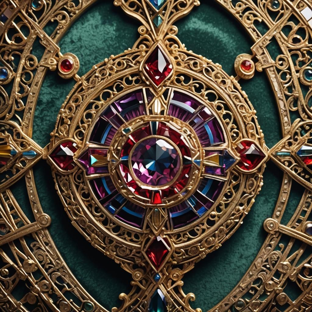 Ornate Jewel Artifact in Art Deco Style