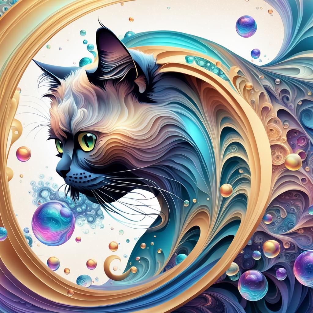 Abstract Fractal Portrait of a Persian Cat