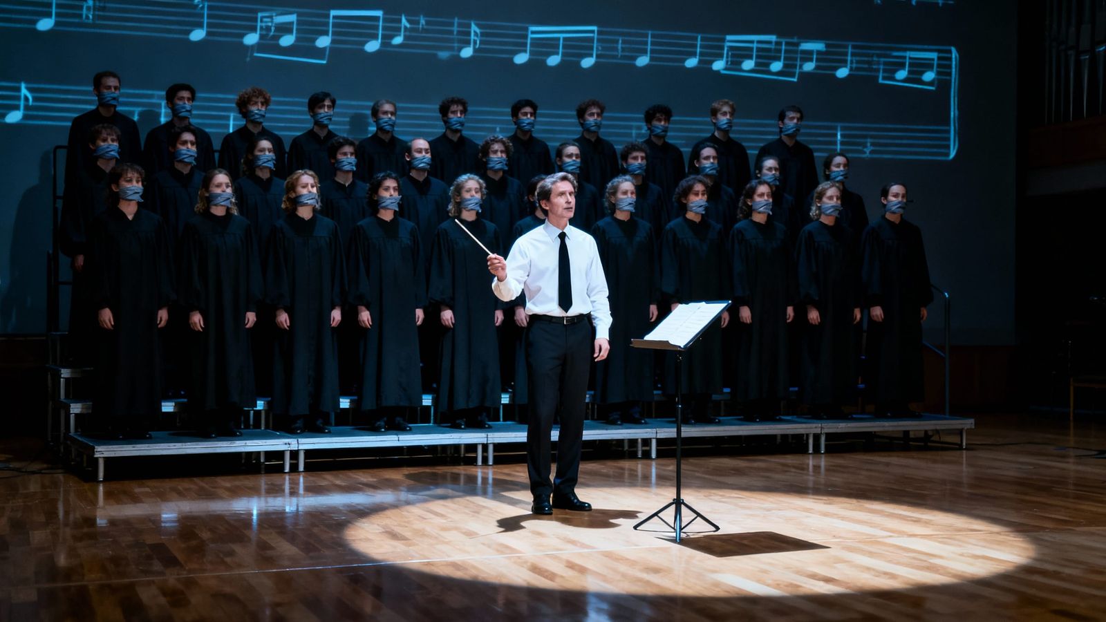 Silent Choir Conducted on Stage