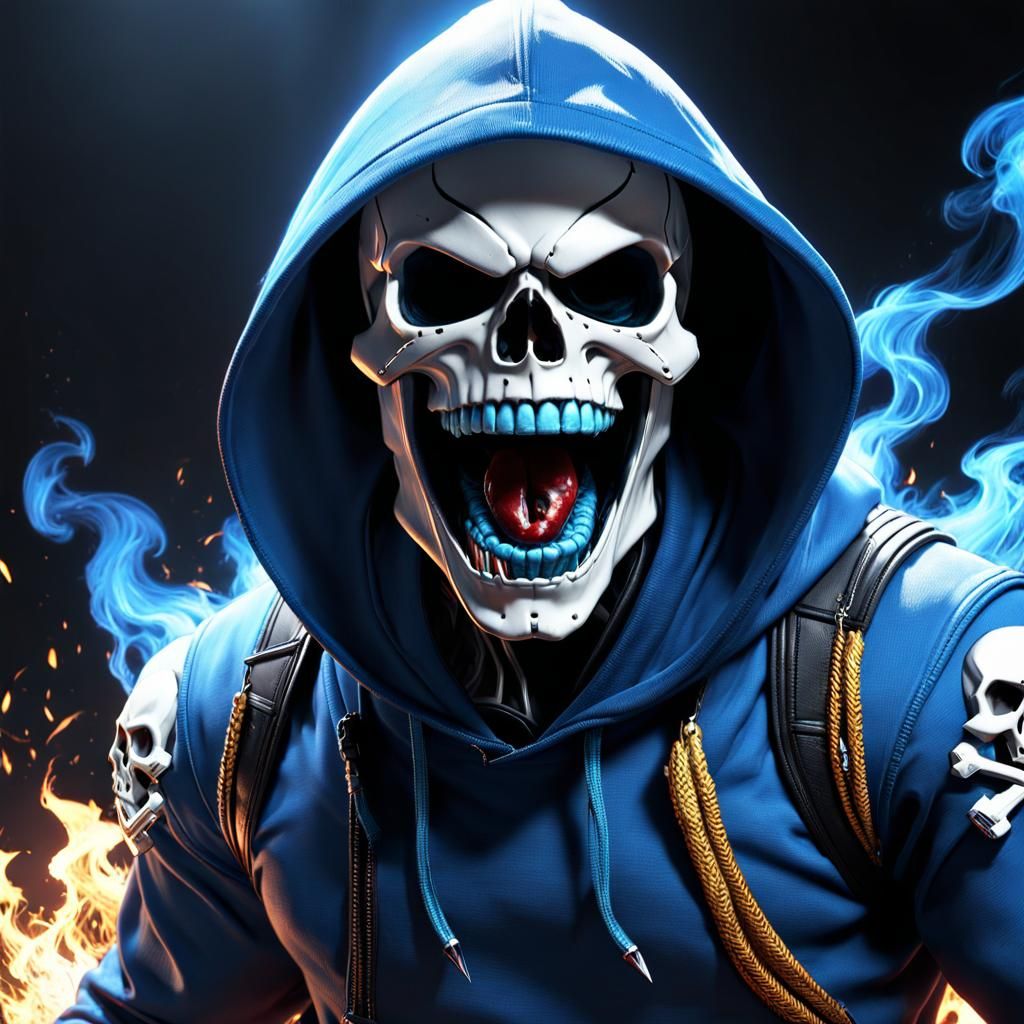 Skeletor Laughing Maniacally in Futuristic CGI Anime Style