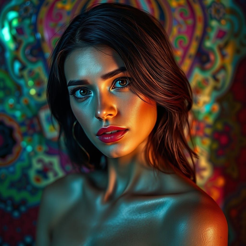 Hyperrealistic Beauty Portrait in Vibrant, Intricately Detai...