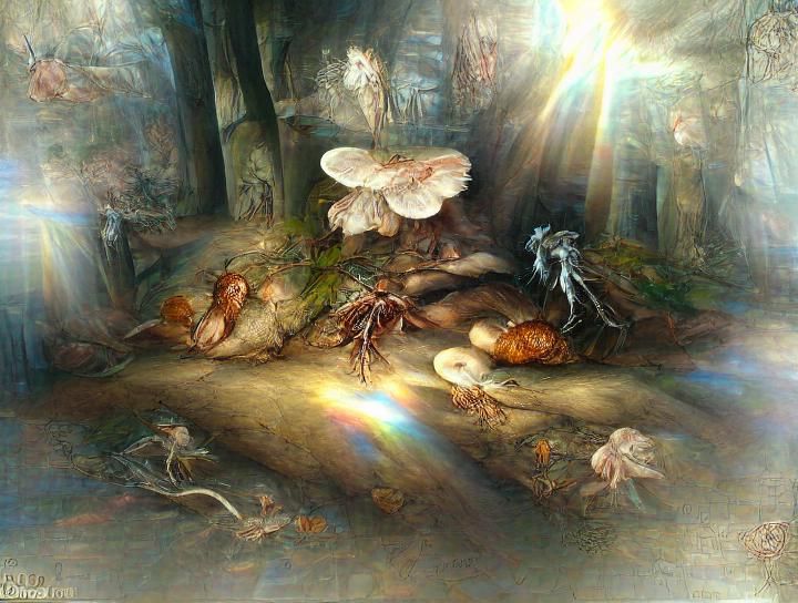 Ethereal Forest Scene with Glowing Sprites