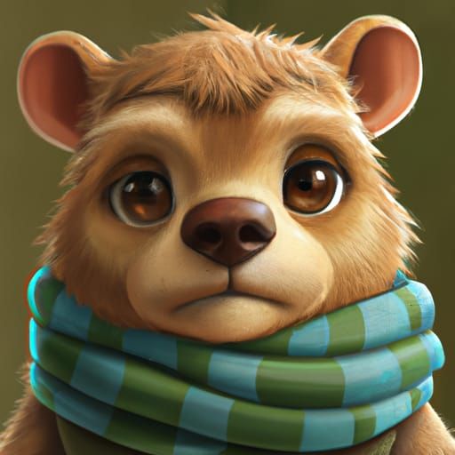 Chibi Baby Bear Portrait in 3D Digital Art