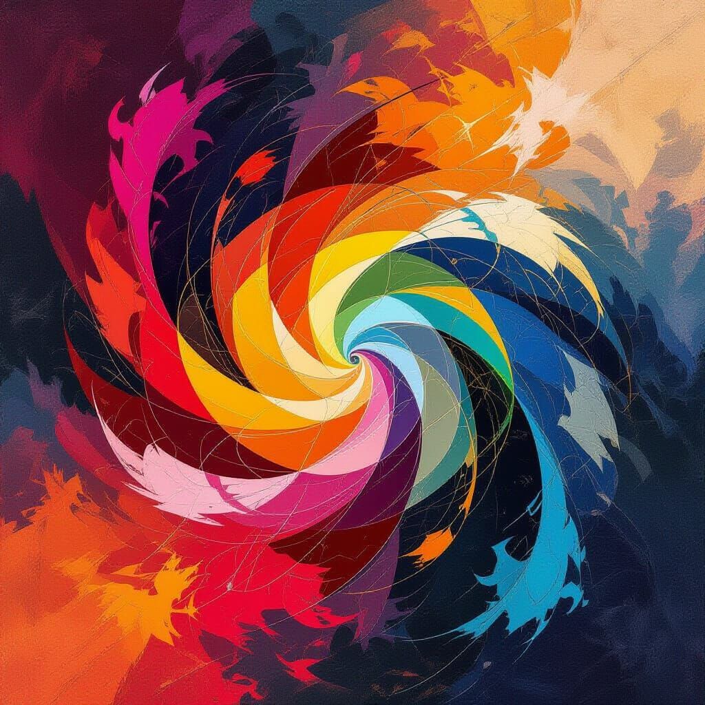 Vibrant Abstract Digital Painting with Flowing Colors