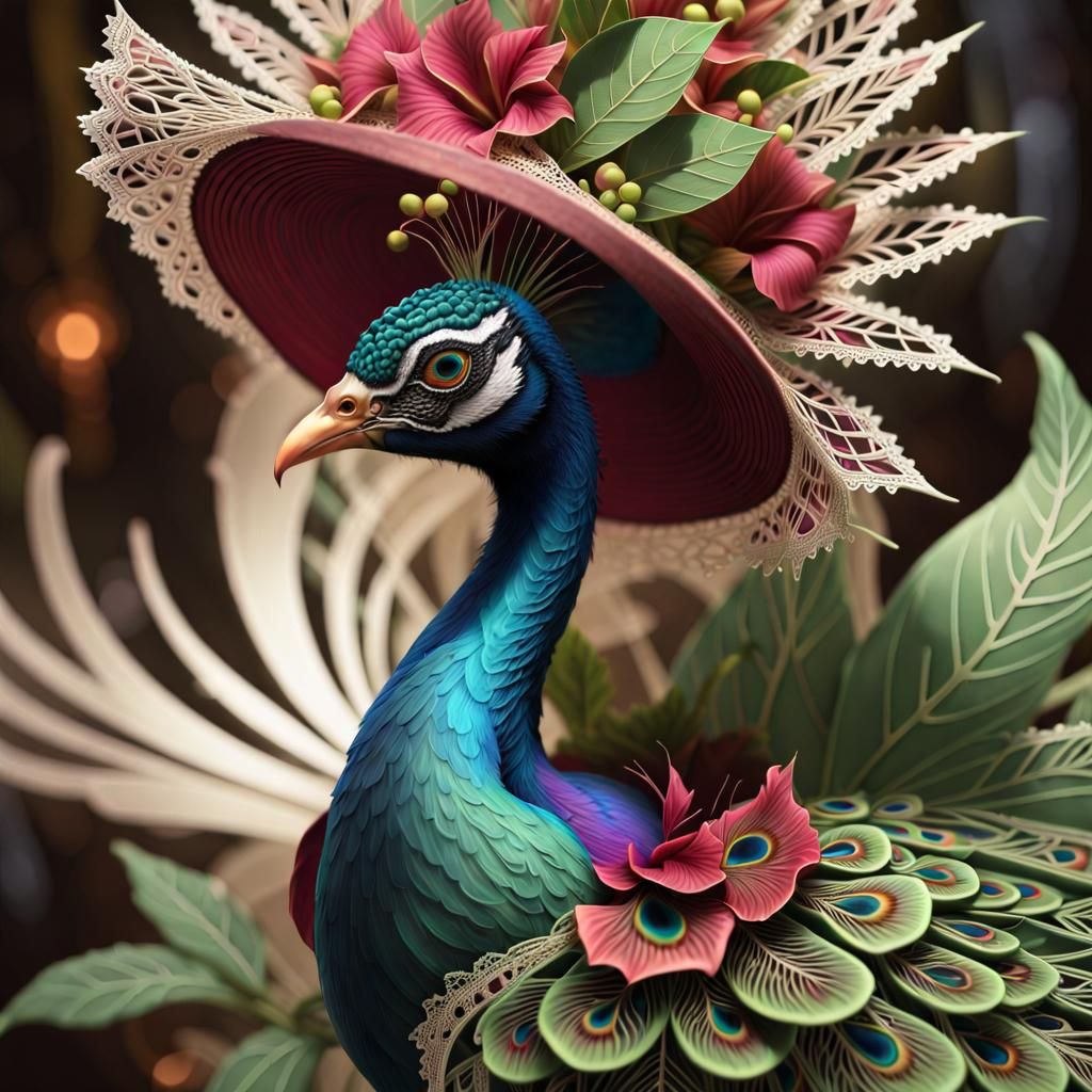 Peacock Witch in Fractal Jungle Garden