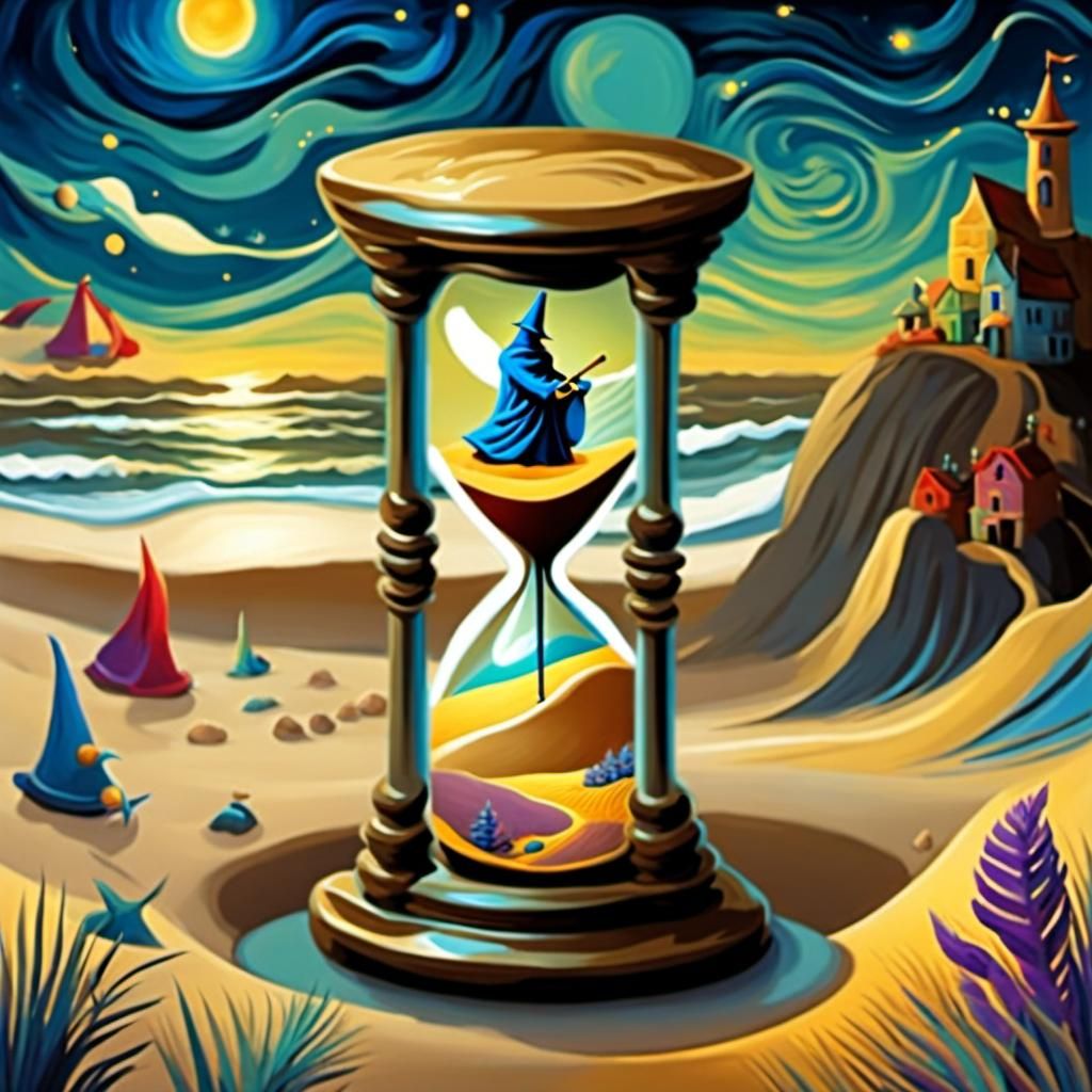Wizard and Hourglass in Van Gogh Style