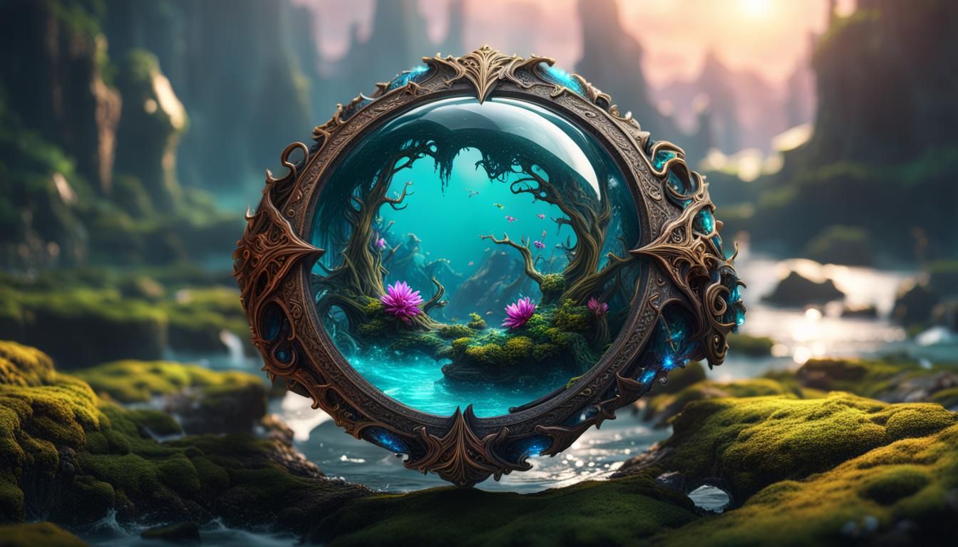 Fairy Utopia Resin Ring: Detailed Matte Painting