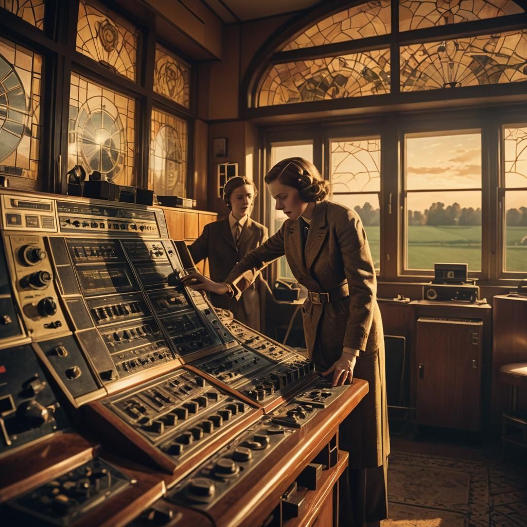 Art Deco Radiostation in Kootwijk at Dusk