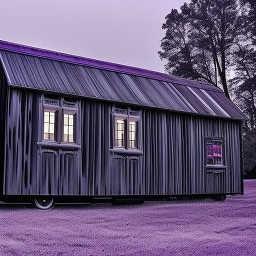 Gothic trailer home with painted black with purple accents& ethereal gothic windows& gothic vibes& dark fantasy vibes& e...