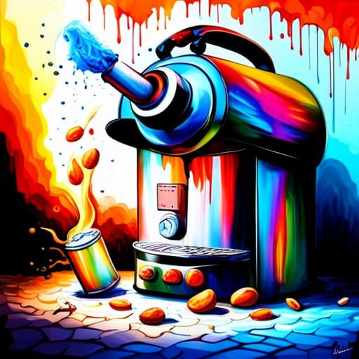 Comical Kettle and Toaster Graffiti Street Art