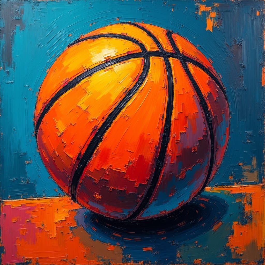 Abstract Expressionist Basketball with Bold Colors
