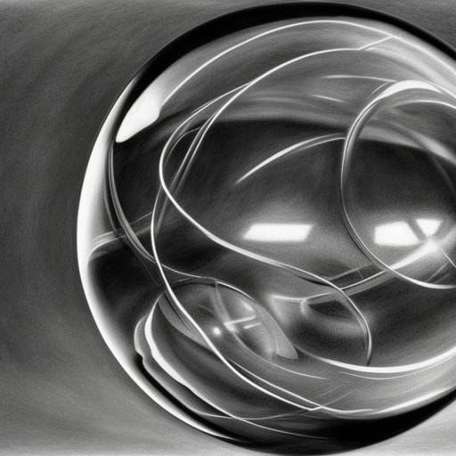 Hyperdetailed Charcoal Drawing of Glass Spheres