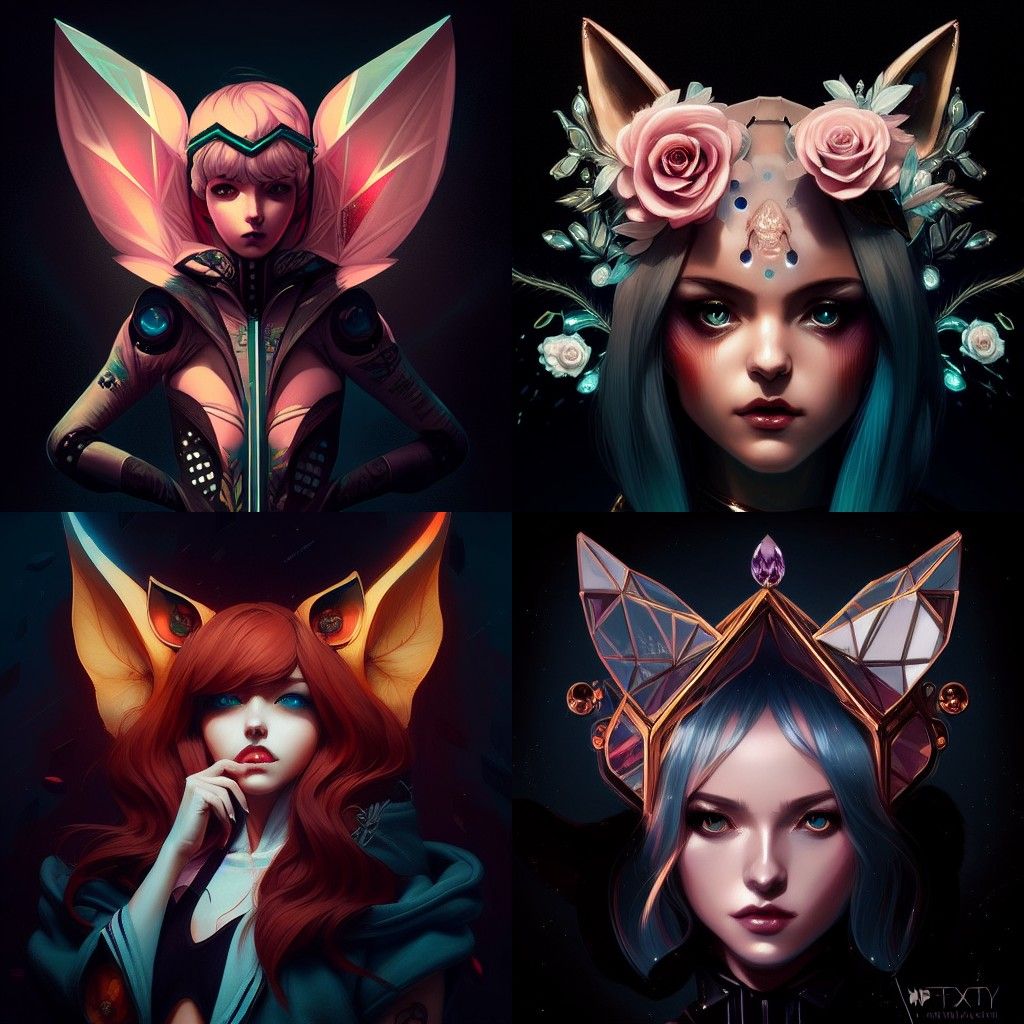 Robotic Fox Girl Portrait in Hyper-Realistic Style