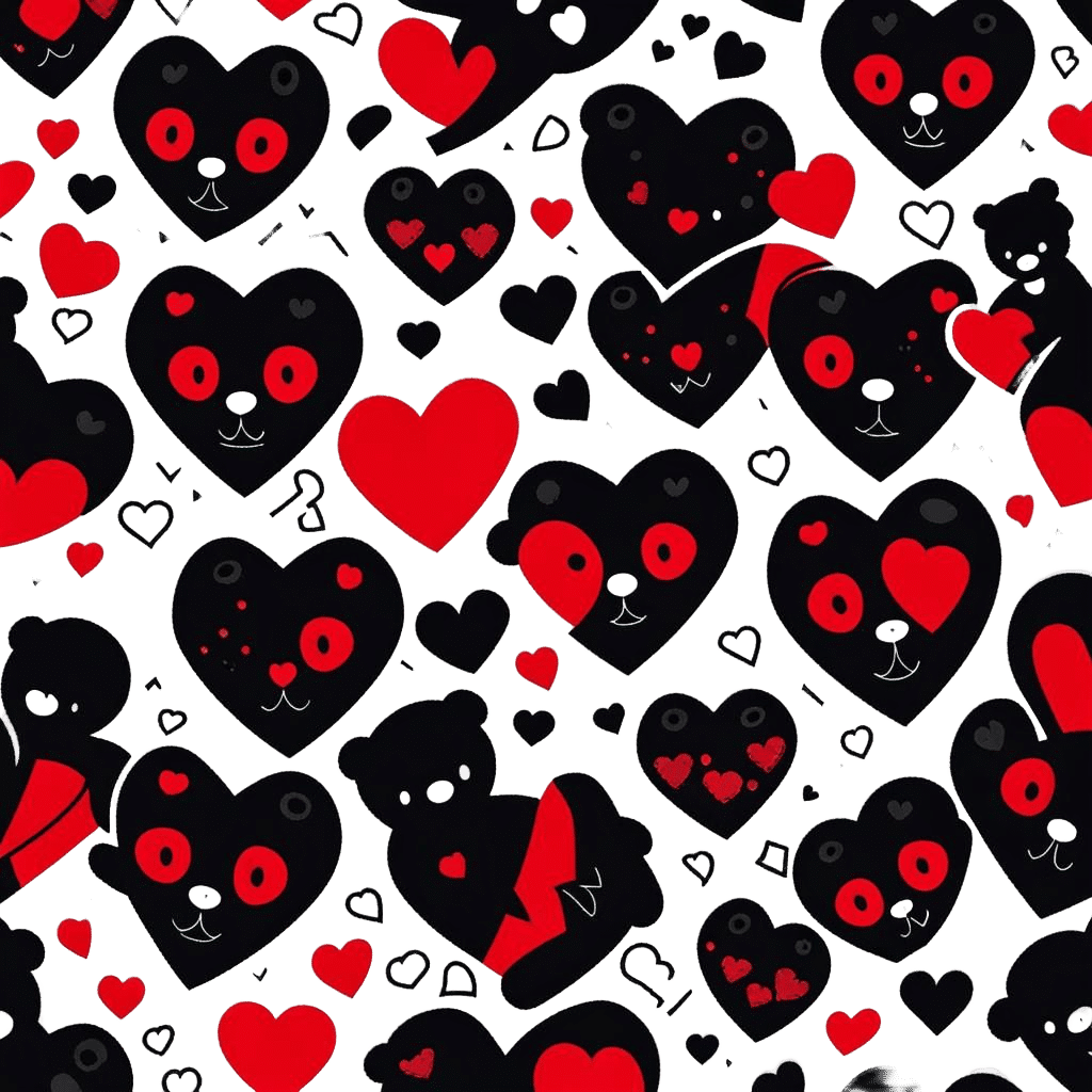 Gothic Teddy Bear Sticker with Stitched Heart