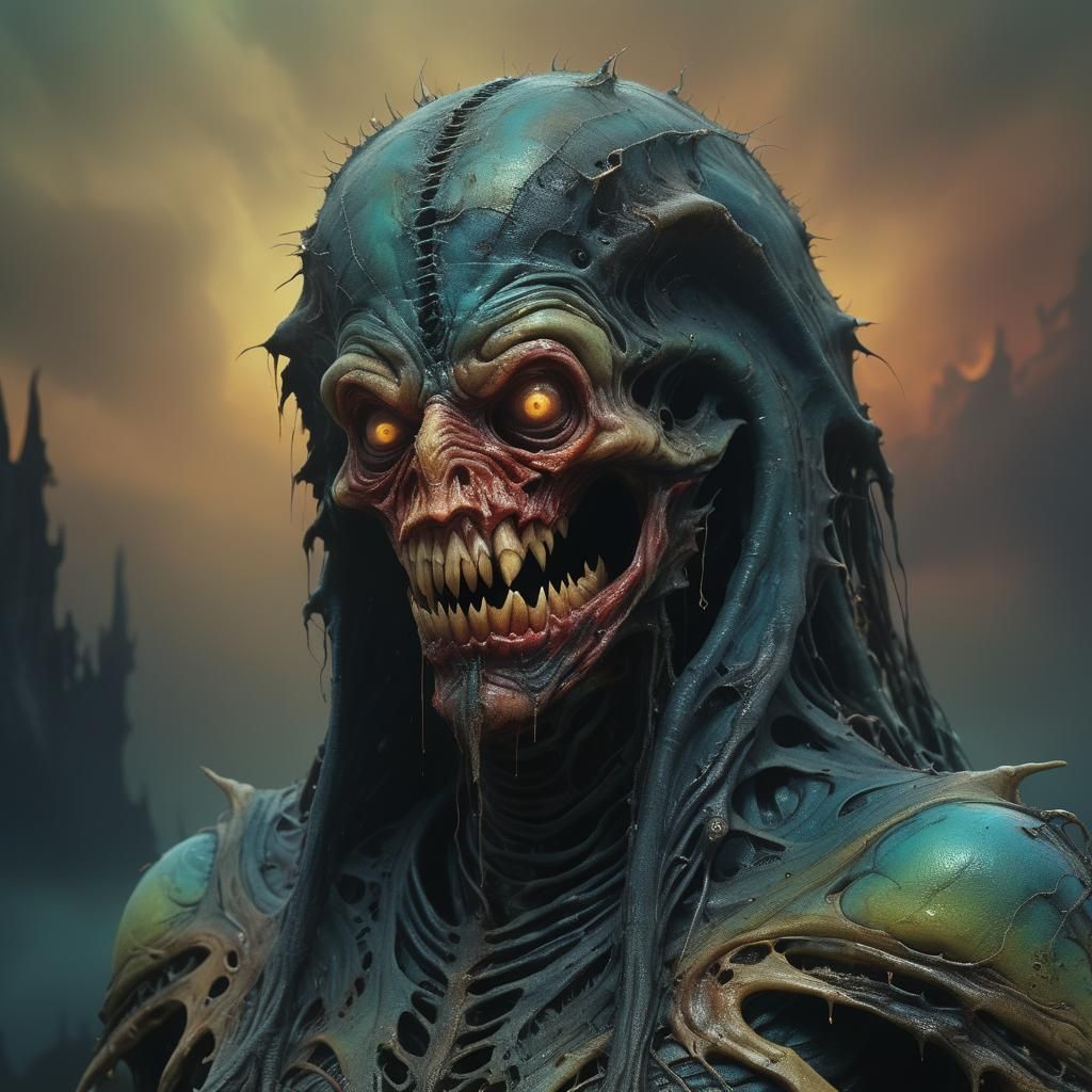 Surreal Witch Portrait in Digital Art Style