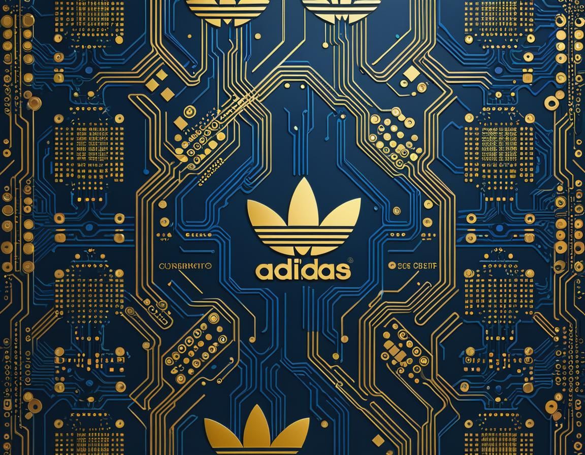Adidas Logo Circuit Board Pattern in Gold and Blue