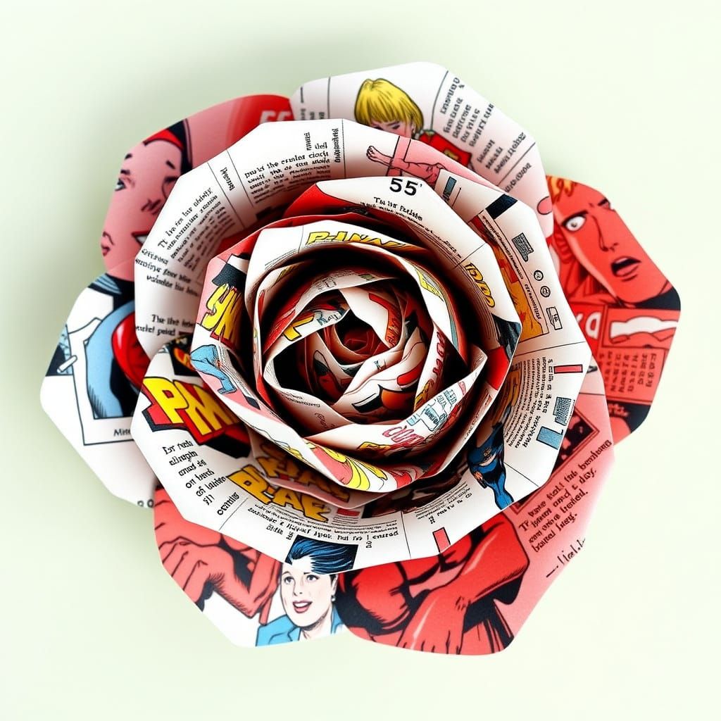 Comic Book Page Rose in Pop Art Style