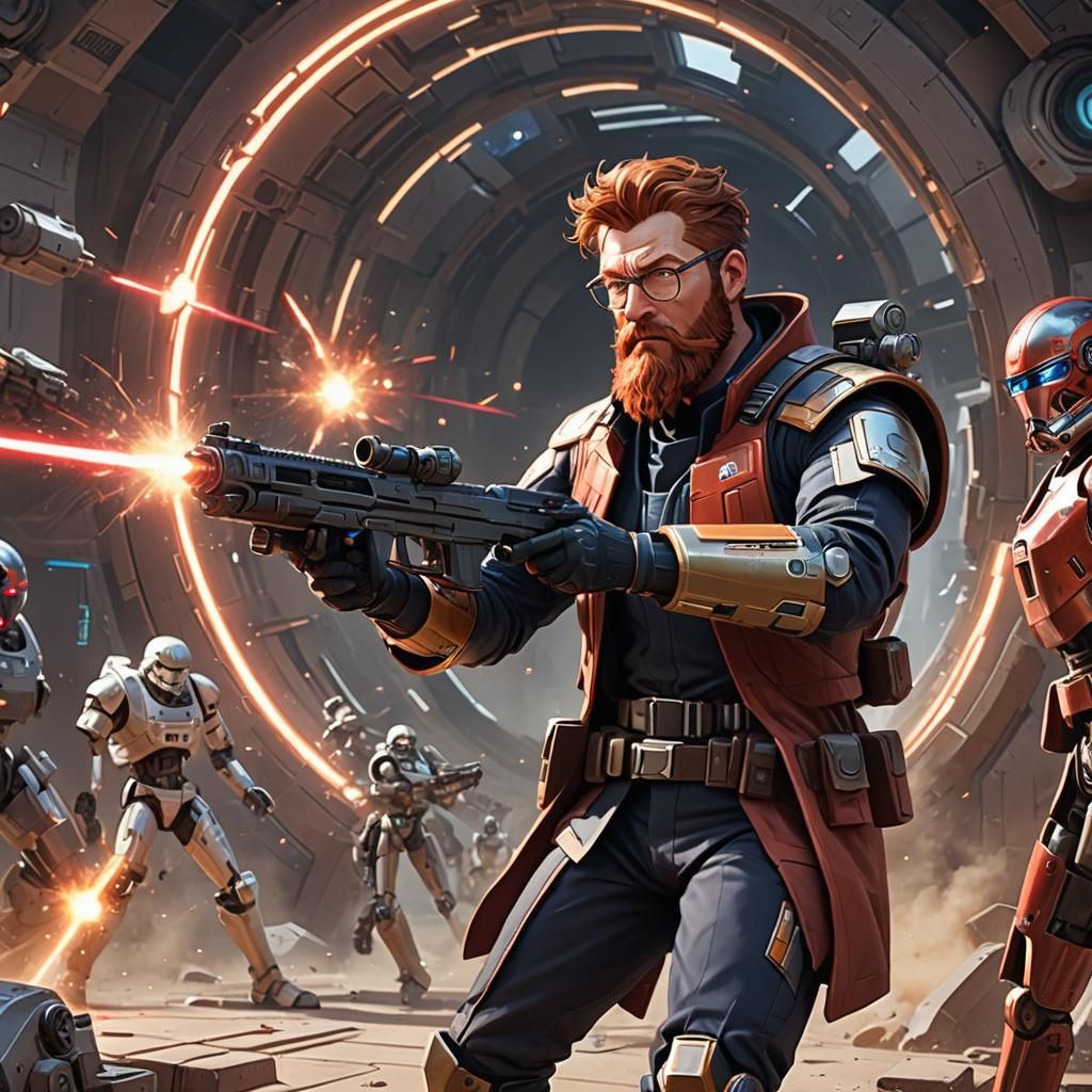 Man Shooting Lasers: 3D Anime Art