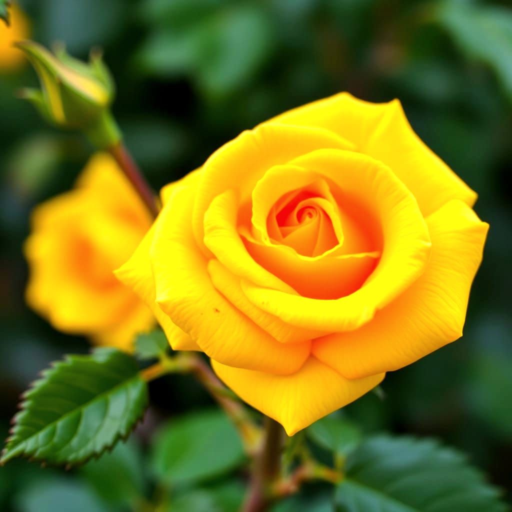 A Vibrant Glass Yellow Rose in Intricate Detail