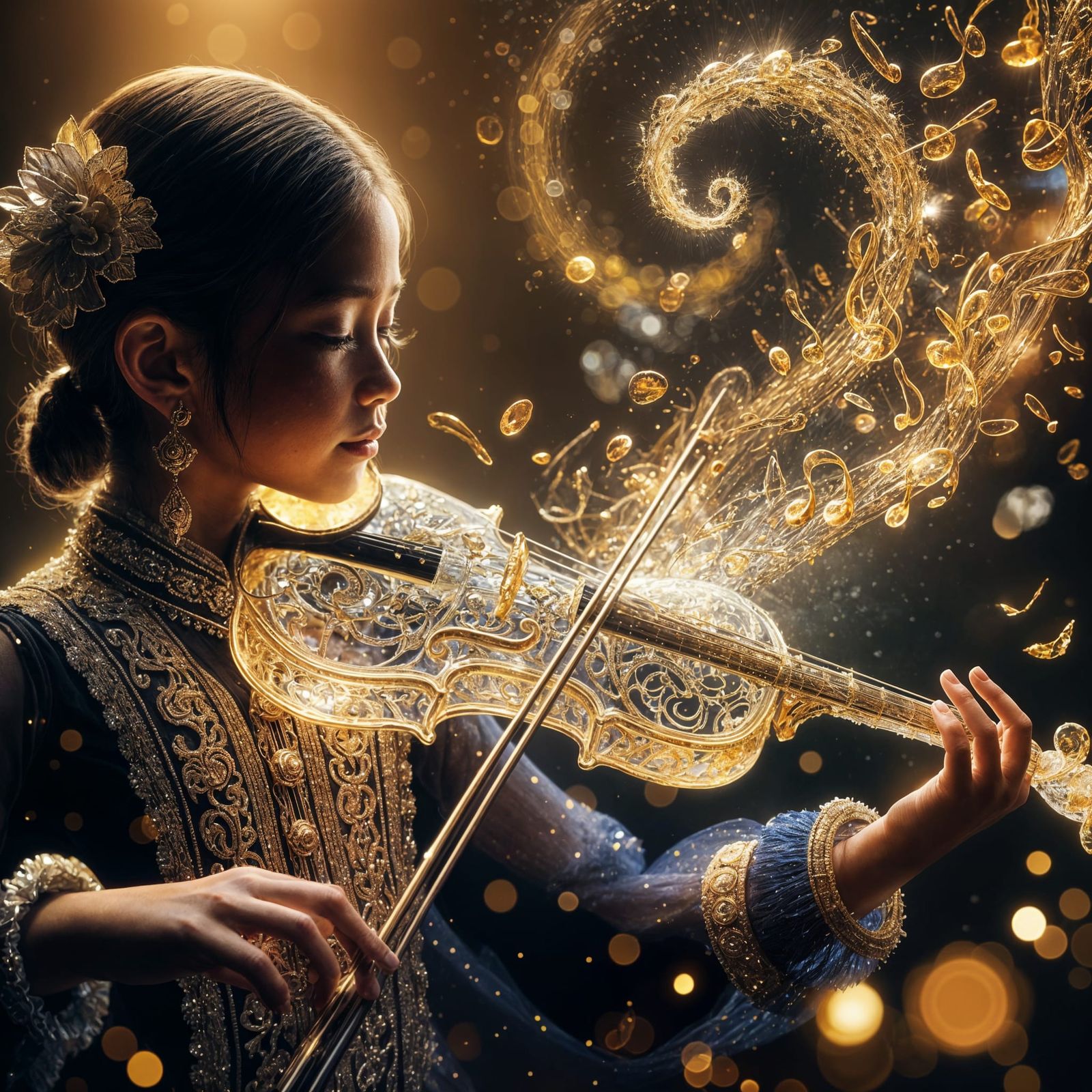 Enchanting Ballerina Formed from Musical Notes