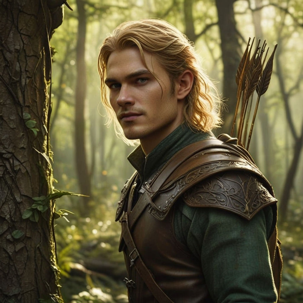 Half-Elven Ranger in Majestic Forest Attire
